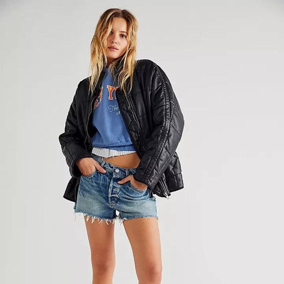 Free People Dolman Quilted Vegan Leather Jacket - Picture 2 of 9